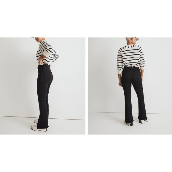 Madewell Jeans Womens 23 Petite Black Curvy Skinny Flare Denim High Rise NM920 - Picture 2 of 13